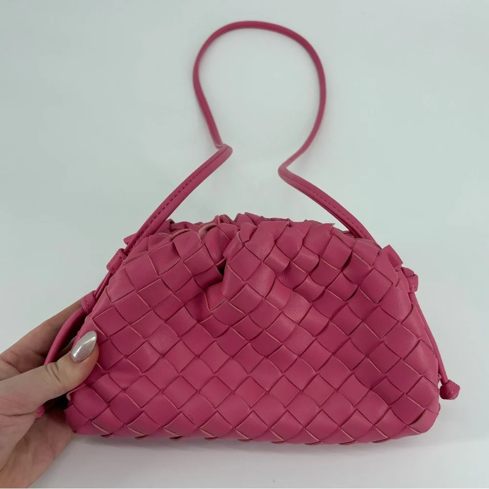 Bottega Veneta The Pouch Mini Intrecciato Leather Crossbody Clutch Pink